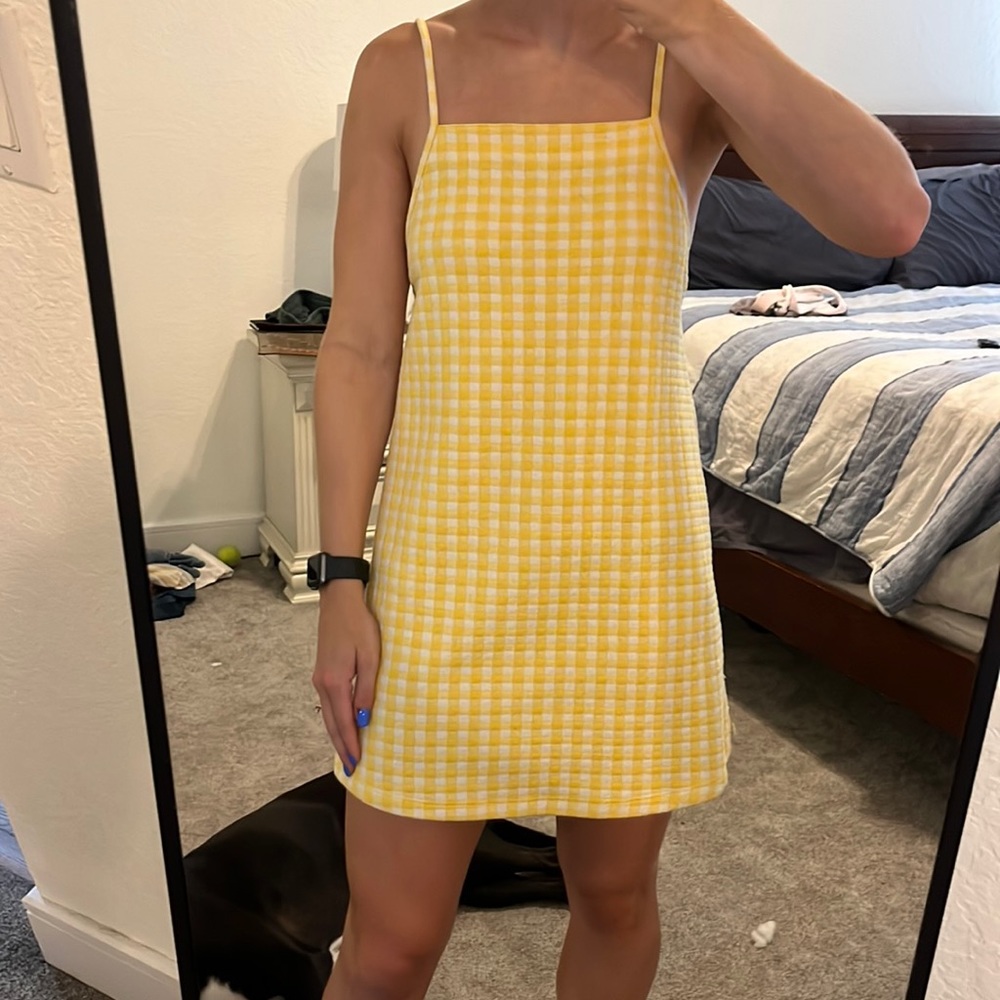Zara yellow checkered dress